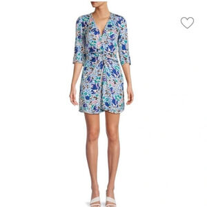ba&sh Orika Print Knotted Front Mini Dress, size Medium